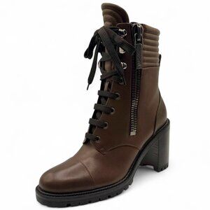 Christian Louboutin EN HIVER 70 Leather Combat Boots with Quilted Collar